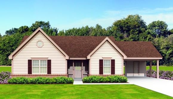 One-Story, Victorian House Plan 47397 with 3 Beds, 2 Baths, 2 Car Garage Elevation