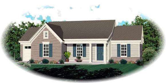 Traditional House Plan 47547 with 2 Beds, 2 Baths, 1 Car Garage Elevation
