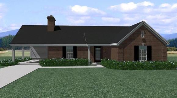 One-Story, Traditional House Plan 47568 with 3 Beds, 2 Baths, 1 Car Garage Elevation