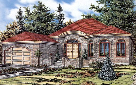 Bungalow, One-Story House Plan 48000 with 2 Beds, 2 Baths, 2 Car Garage Elevation