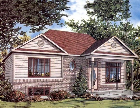 Bungalow, Narrow Lot, One-Story House Plan 48001 with 2 Beds, 2 Baths Elevation