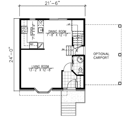 European, Narrow Lot House Plan 48003 with 3 Beds, 2 Baths, 1 Car Garage First Level Plan
