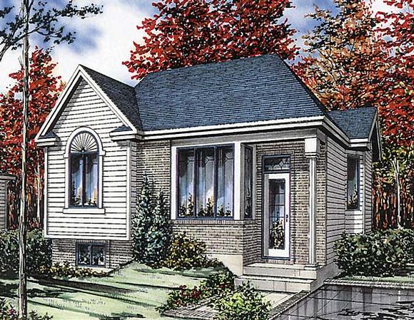 Bungalow, Narrow Lot, One-Story House Plan 48008 with 2 Beds, 1 Baths Elevation