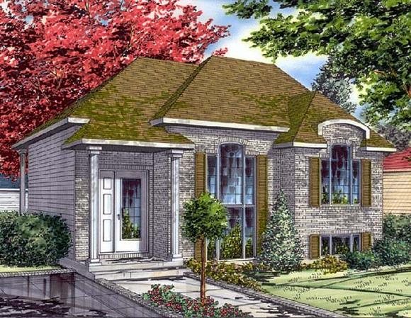 Bungalow, Narrow Lot House Plan 48011 with 4 Beds, 2 Baths Elevation