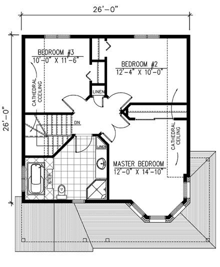 Country, Narrow Lot, Victorian House Plan 48018 with 3 Beds, 2 Baths Second Level Plan