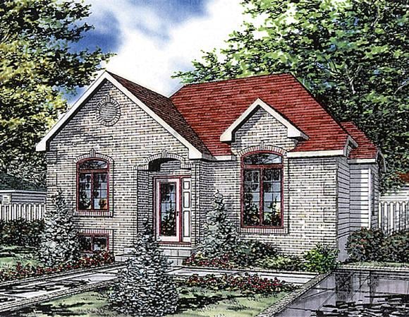 Bungalow, Narrow Lot, One-Story House Plan 48022 with 3 Beds, 1 Baths Elevation