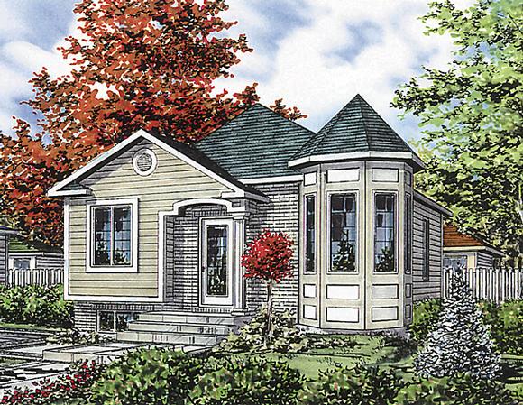 Bungalow, Narrow Lot, One-Story House Plan 48024 with 2 Beds, 1 Baths Elevation