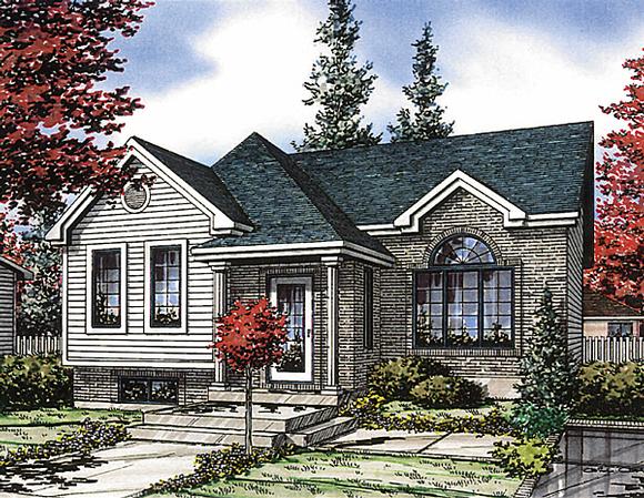 European, Narrow Lot, One-Story House Plan 48032 with 2 Beds, 1 Baths Elevation