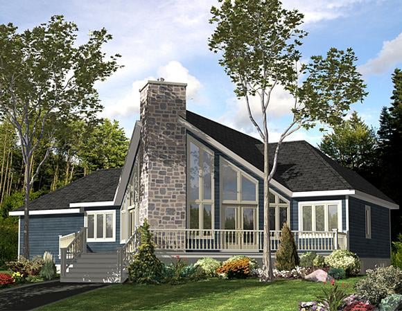 Contemporary House Plan 48040 with 3 Beds, 2 Baths, 1 Car Garage Elevation