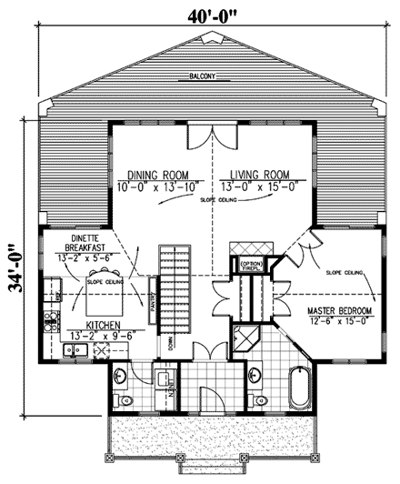 Country, Southern House Plan 48041 with 3 Beds, 3 Baths First Level Plan