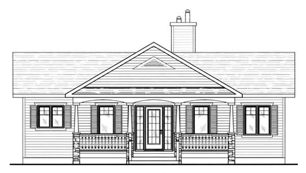 Country, Southern Plan with 2144 Sq. Ft., 3 Bedrooms, 3 Bathrooms Rear Elevation