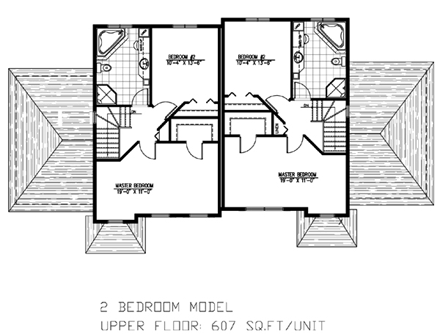 Multi-Family Plan 48047 with 4 Beds, 4 Baths, 2 Car Garage Second Level Plan