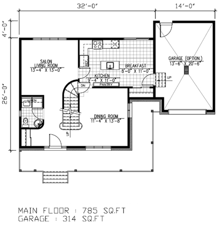 Country, Narrow Lot House Plan 48049 with 3 Beds, 2 Baths, 1 Car Garage First Level Plan