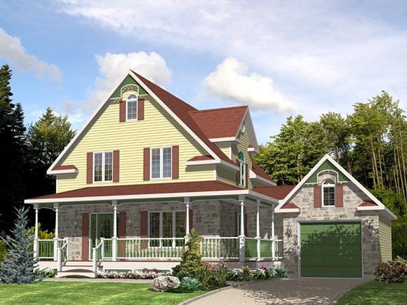 Country, Narrow Lot House Plan 48049 with 3 Beds, 2 Baths, 1 Car Garage Elevation