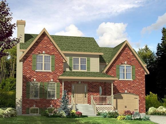 European, Narrow Lot House Plan 48051 with 3 Beds, 2 Baths, 1 Car Garage Elevation