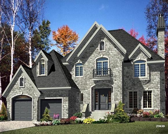European House Plan 48054 with 3 Beds, 3 Baths, 2 Car Garage Elevation