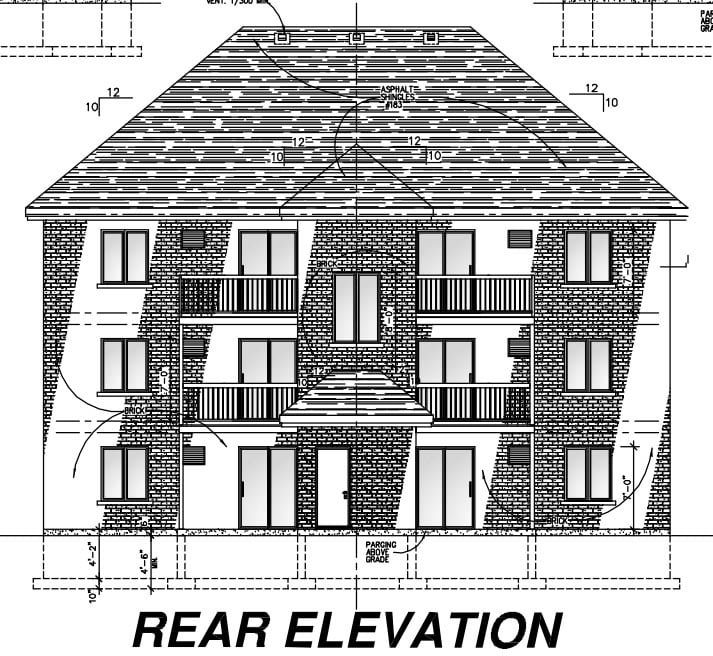 Multi-Family Plan 48073 with 12 Beds, 6 Baths Rear Elevation