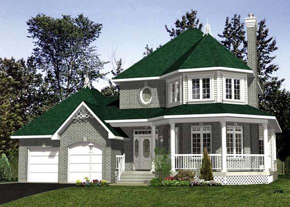 Victorian House Plan 48082 with 3 Beds, 2 Baths, 2 Car Garage Elevation
