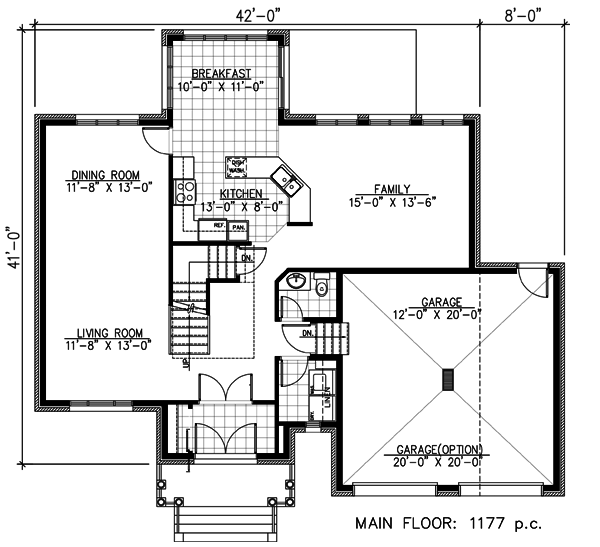 Colonial House Plan 48118 with 3 Beds, 3 Baths, 2 Car Garage Level One