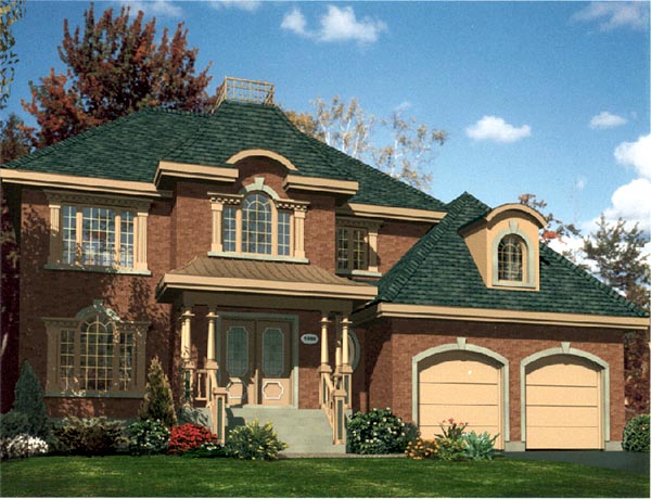 Colonial House Plan 48118 with 3 Beds, 3 Baths, 2 Car Garage Elevation
