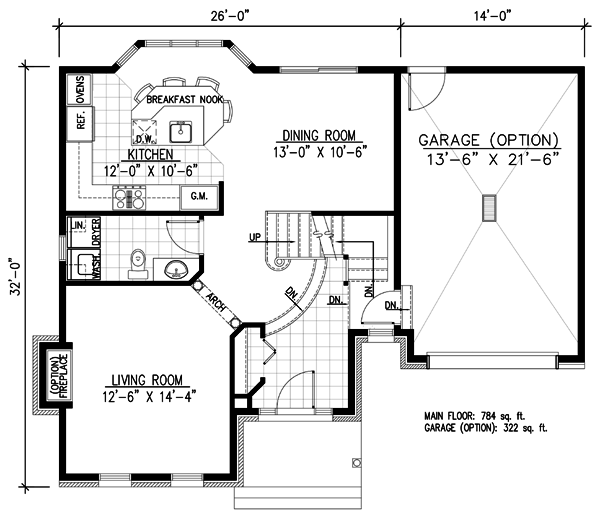 Narrow Lot, Traditional House Plan 48119 with 3 Beds, 2 Baths, 1 Car Garage Level One