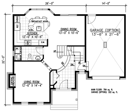 Narrow Lot, Traditional House Plan 48119 with 3 Beds, 2 Baths, 1 Car Garage First Level Plan