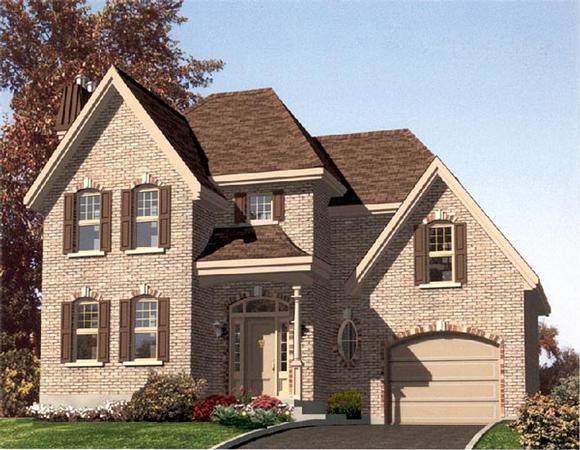 Narrow Lot, Traditional House Plan 48119 with 3 Beds, 2 Baths, 1 Car Garage Elevation