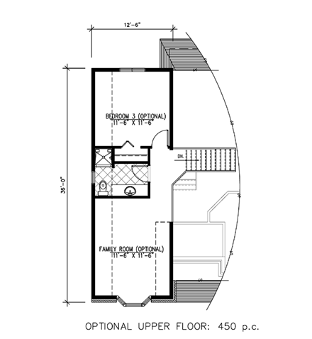 European House Plan 48121 with 1 Beds, 1 Baths, 1 Car Garage Second Level Plan