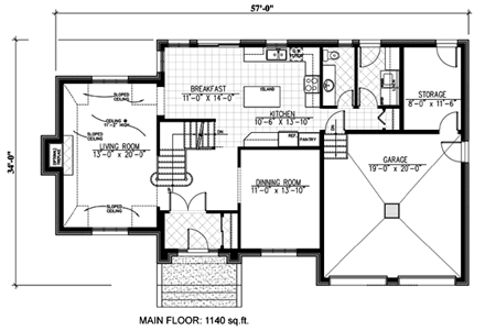 Victorian House Plan 48122 with 4 Beds, 3 Baths, 2 Car Garage First Level Plan