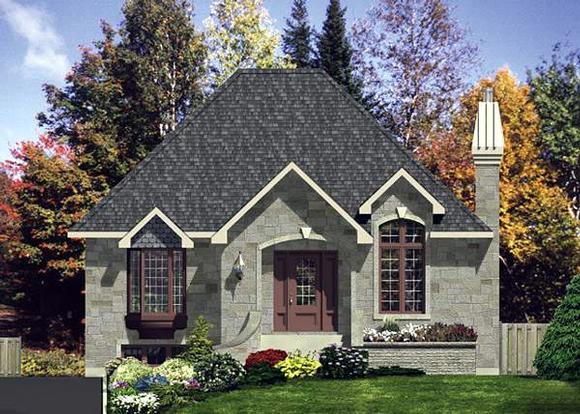 European, Narrow Lot, One-Story House Plan 48123 with 3 Beds, 1 Baths Elevation