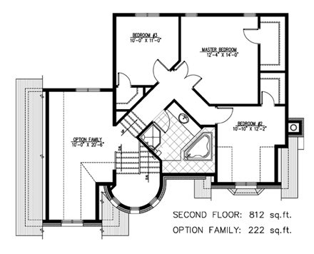 Victorian House Plan 48135 with 3 Beds, 2 Baths, 1 Car Garage Second Level Plan