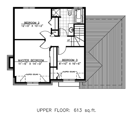 Narrow Lot, Victorian House Plan 48144 with 3 Beds, 2 Baths, 1 Car Garage Second Level Plan