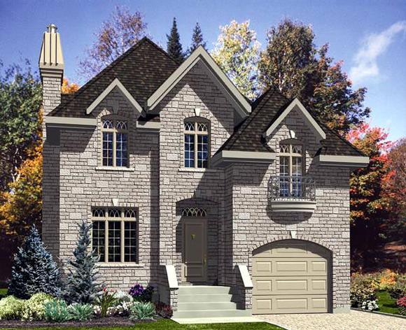 Narrow Lot, Victorian House Plan 48149 with 3 Beds, 2 Baths, 1 Car Garage Elevation