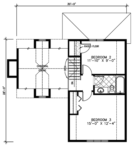 Narrow Lot, Victorian House Plan 48154 with 2 Beds, 2 Baths Second Level Plan