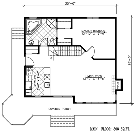 Victorian House Plan 48158 with 1 Beds, 1 Baths First Level Plan