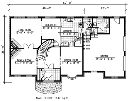 Victorian House Plan 48162 with 4 Beds, 3 Baths, 2 Car Garage First Level Plan