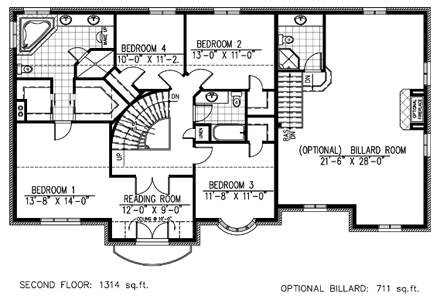 Victorian House Plan 48162 with 4 Beds, 3 Baths, 2 Car Garage Second Level Plan