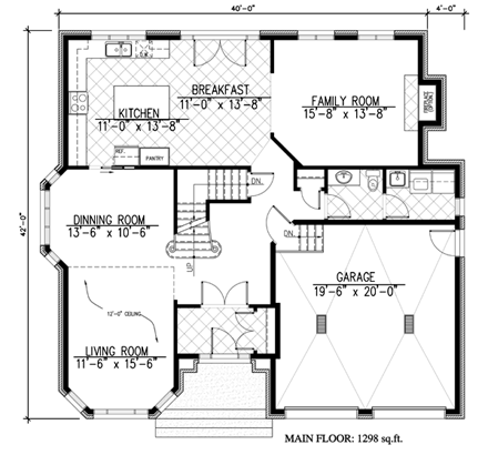 Victorian House Plan 48174 with 4 Beds, 3 Baths, 2 Car Garage First Level Plan