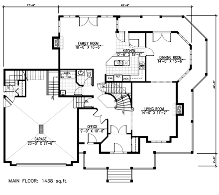 Farmhouse House Plan 48176 with 4 Beds, 3 Baths, 2 Car Garage First Level Plan