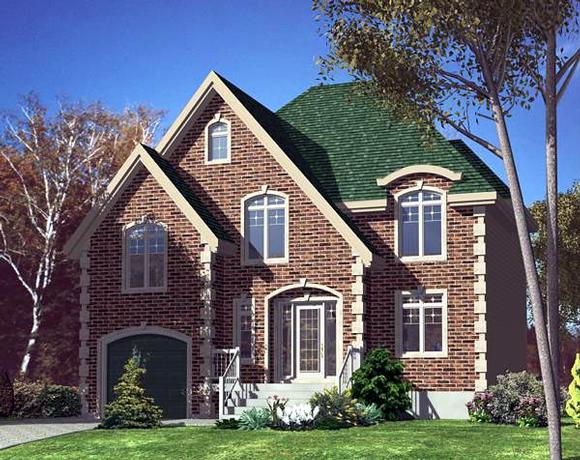 Narrow Lot, Victorian House Plan 48181 with 3 Beds, 2 Baths, 1 Car Garage Elevation
