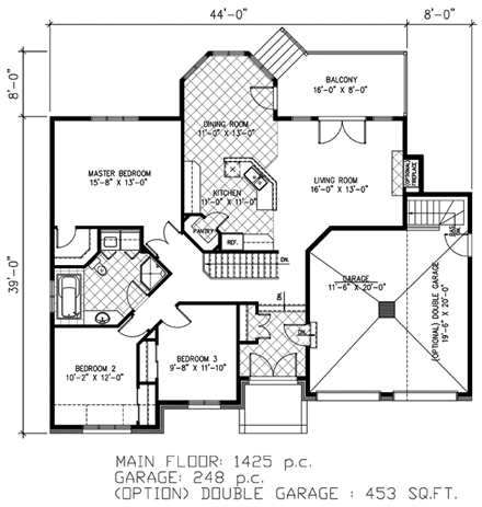 One-Story, Victorian House Plan 48187 with 3 Beds, 1 Baths, 2 Car Garage First Level Plan