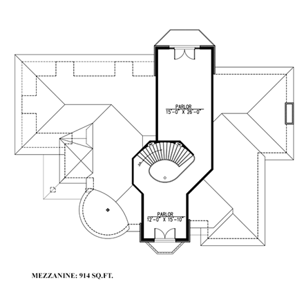 European House Plan 48195 with 4 Beds, 3 Baths, 2 Car Garage Third Level Plan