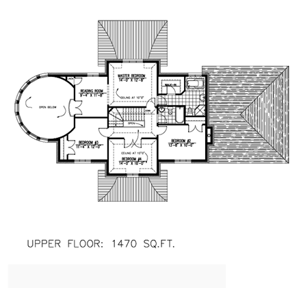 European House Plan 48219 with 4 Beds, 3 Baths, 2 Car Garage Second Level Plan