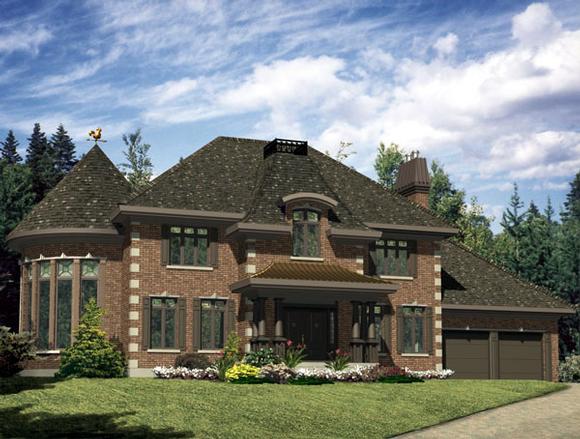 European House Plan 48219 with 4 Beds, 3 Baths, 2 Car Garage Elevation