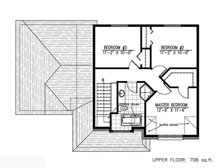 Country House Plan 48236 with 3 Beds, 2 Baths, 1 Car Garage Second Level Plan