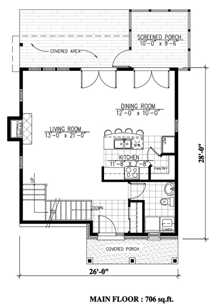 Country House Plan 48239 with 3 Beds, 2 Baths First Level Plan