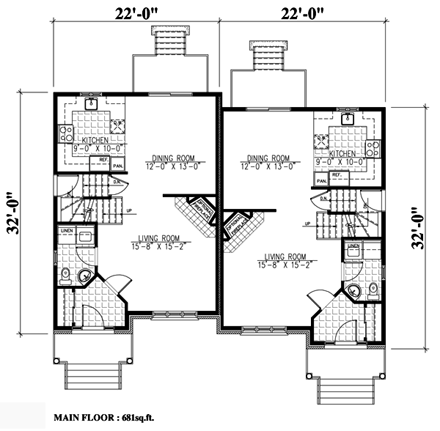 Traditional Multi-Family Plan 48244 with 6 Beds, 4 Baths First Level Plan