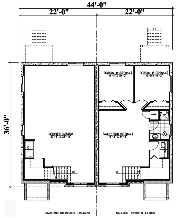 Traditional Multi-Family Plan 48247 with 4 Beds, 2 Baths Lower Level Plan