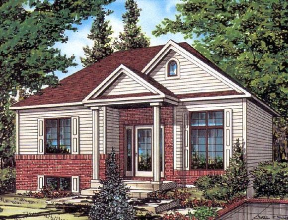 European House Plan 48253 with 2 Beds, 1 Baths Elevation