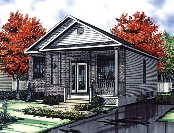 European House Plan 48260 with 2 Beds, 1 Baths Elevation